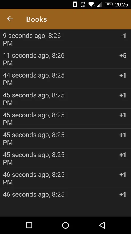 Counter history with timestamps